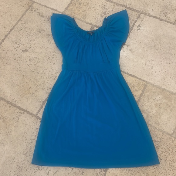 Express Turquoise Flowy Casual Dress - Picture 2 of 4